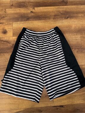 Air Jordan Black and White Striped Athletic Shorts